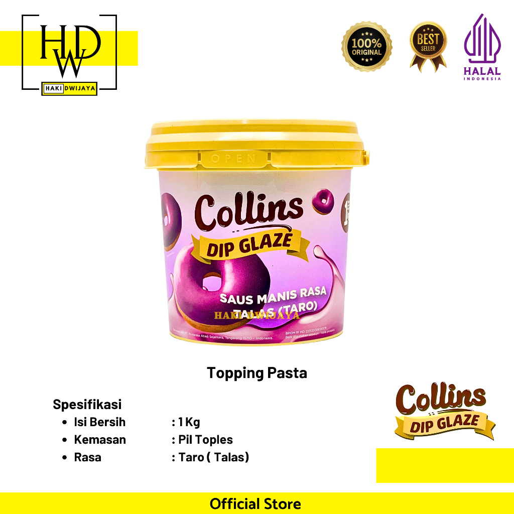 

[1kg] Collins Dip Glaze Topping, Dipping, Decoration, & Filling Rasa Taro