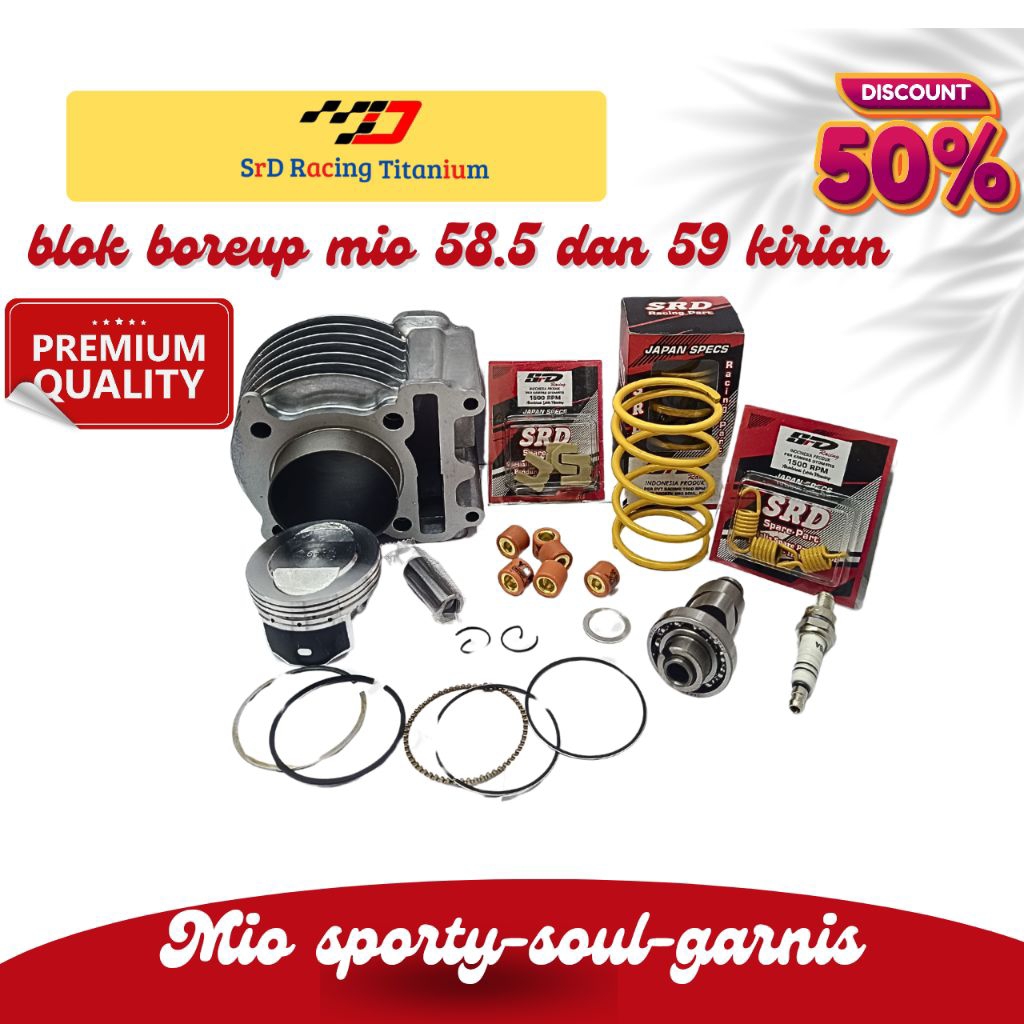 PAKET BORE UP 150 CC MIO KARBU MIO J SOUL GT MIO M3 SOUL GT 125 FINO FI BLOK SEHER 58.5 NOKEN AS RAC