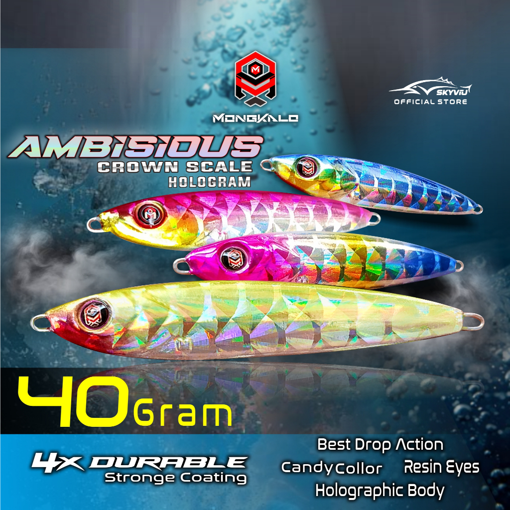 Umpan Metal Jig 40 Gram MONGKALO AMBISIOUS Hologram  Kipas Micro Jig 40g 40gr 40 g 40 gr 40grm 40 gr