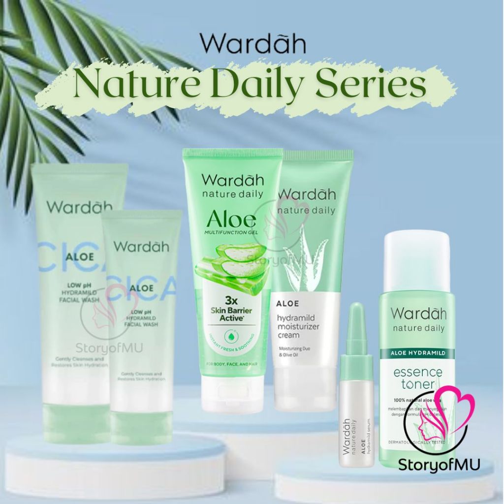 WARDAH Nature Daily Aloe Vera Hydramild SERIES Facial Wash / Multifunction Gel / Moisturizer Cream /