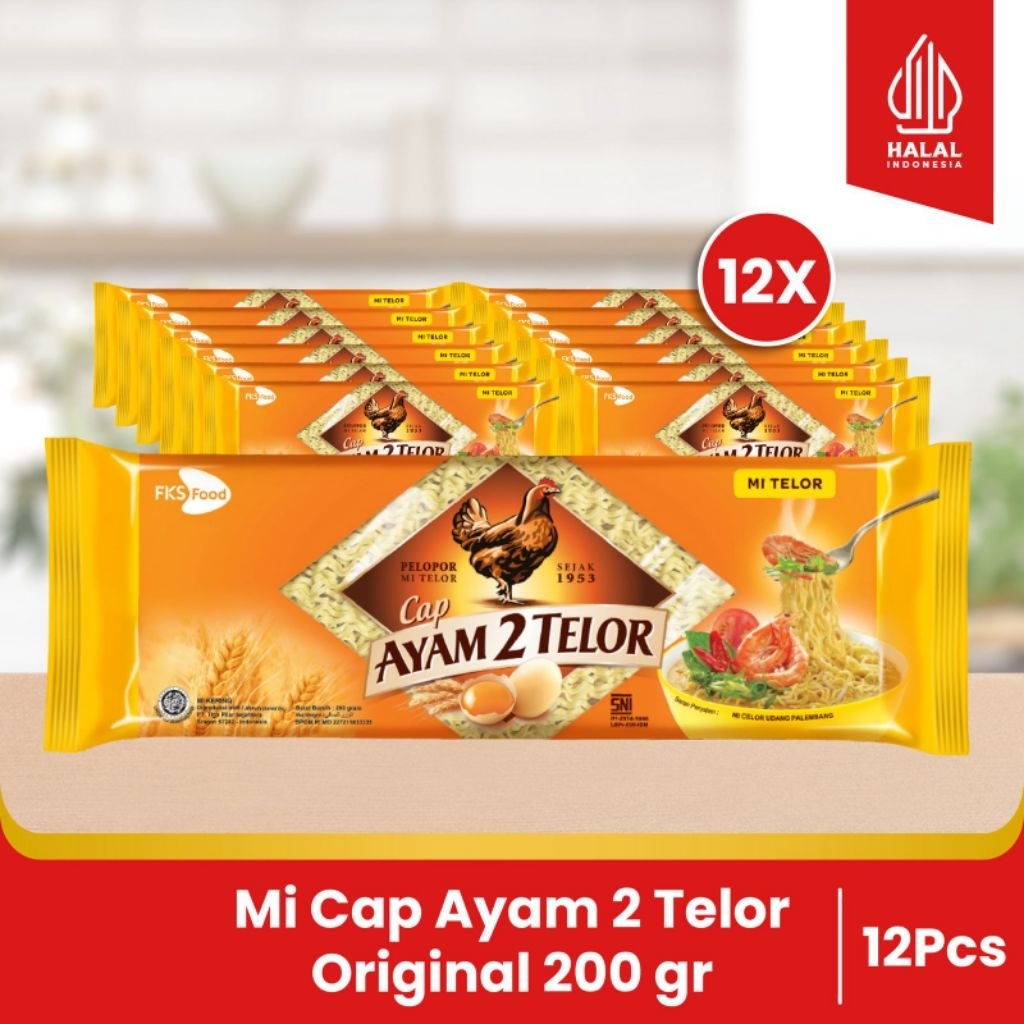 

Paket Bundling 12pcs - Mi Cap Ayam 2 Telor - Original - Lebar Keriting - 200gr