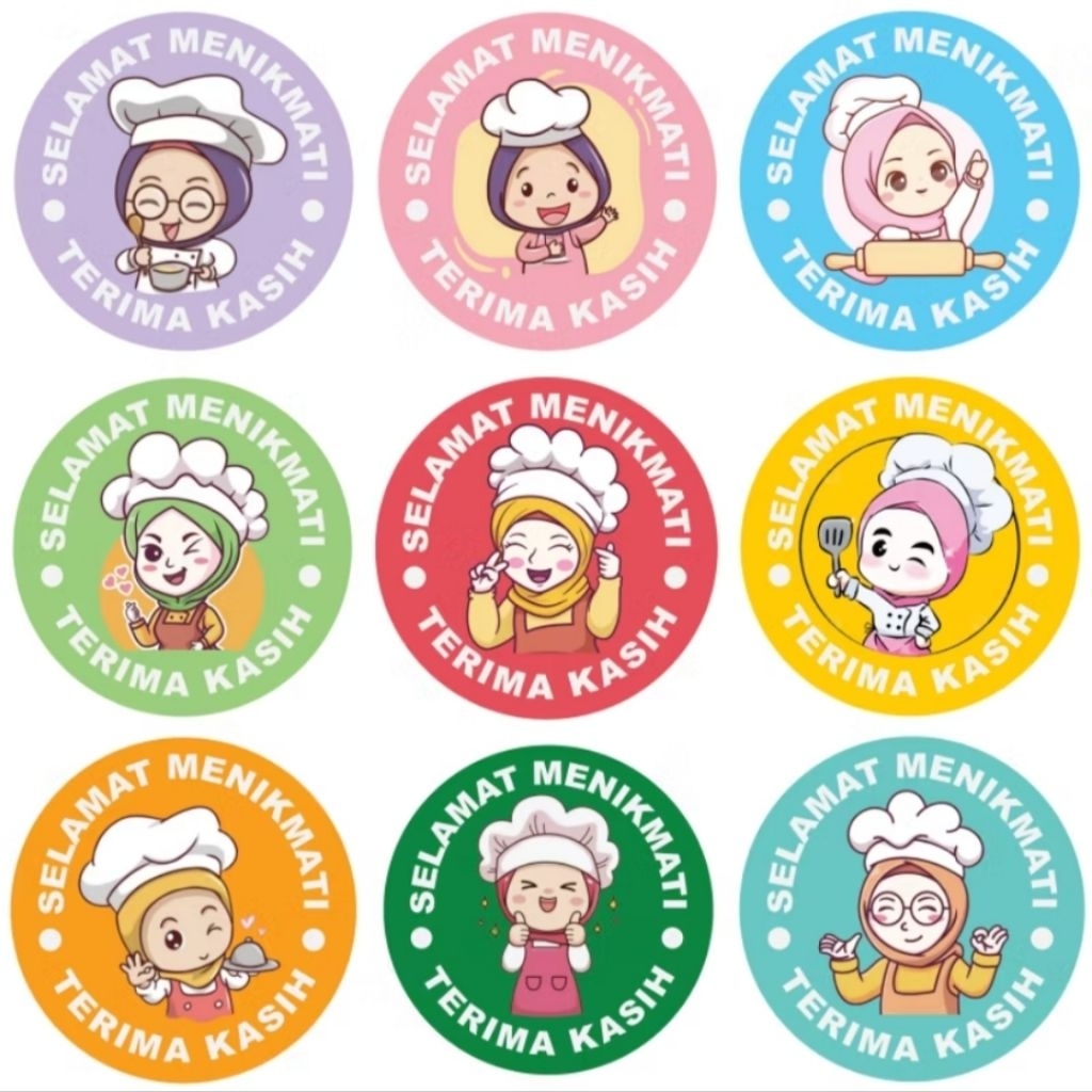 

GK_100 500 Pcs Stiker Terima Kasih Selamat Menikmati Sticker Bulat Roll Makanan Kue