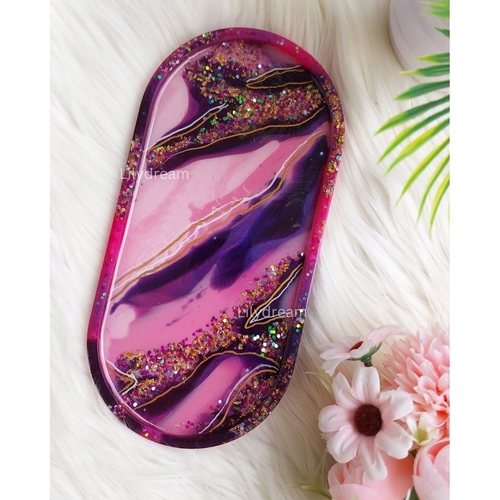 READY STOCK Big Oval Tray Resin Art