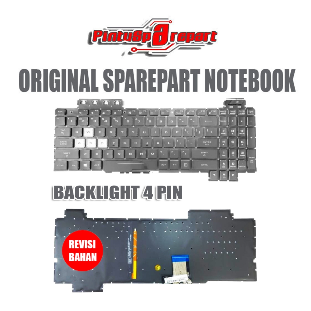 (Genuine Backlight 4-Pin) ORI NEW Keyboard Laptop Gaming Asus TUF 15 FX504 FX504G FX504GD Original B