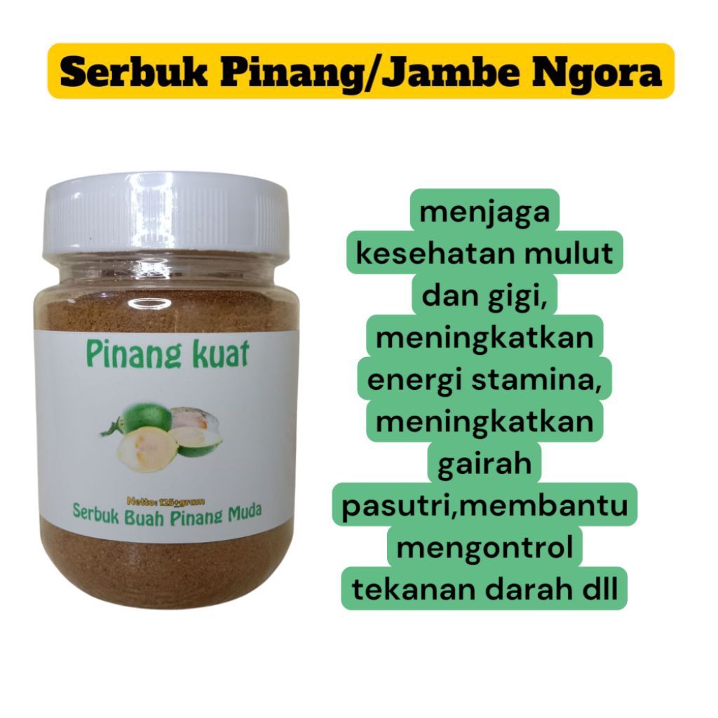 

Pinang Kuat Penambah Stamina Tahan Lama Serbuk Buah Pinang Jambe Ngora Herbal Tradisional