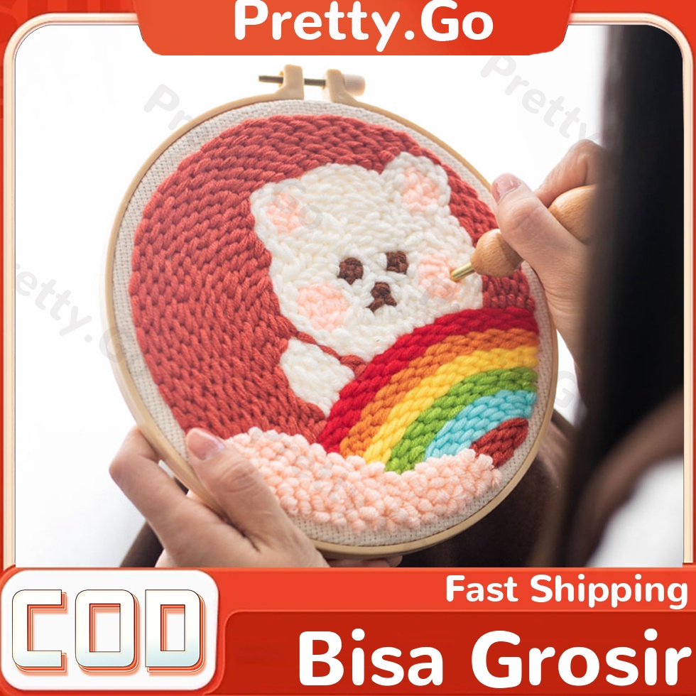 KODE U92Q DIY Paket Sulam Tangan Set  Punch Needle Embroidery Kit Lengkap DIY Paket Sulam Menyulam P