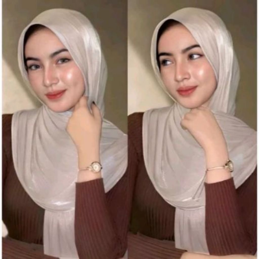 Hijab pashmina shimmer silk shawl/hijab pashmina arabian silk(CREAM LATTE)