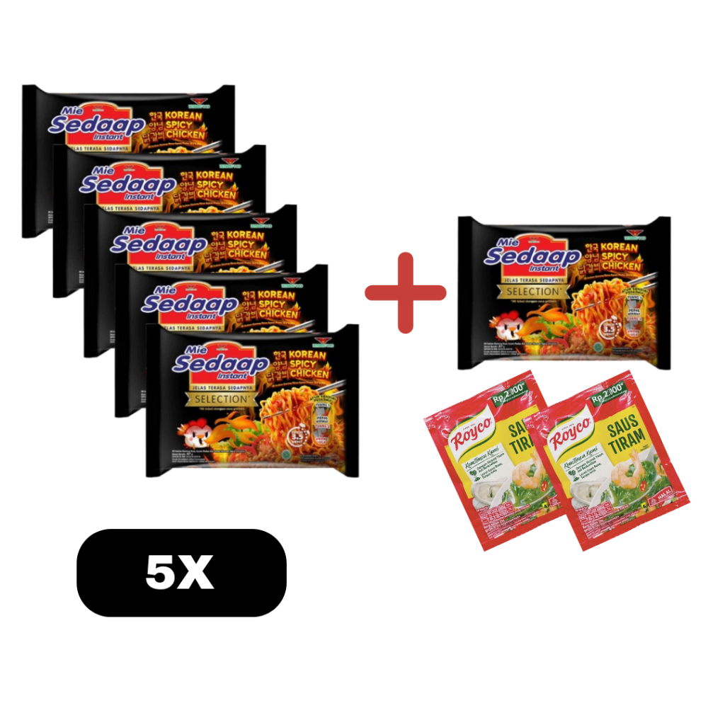 

5 Gratis 3 Sedaap Korean Spyci Chiken 5pcs Gratis 1 + 2PCS Royco Saus Tiram
