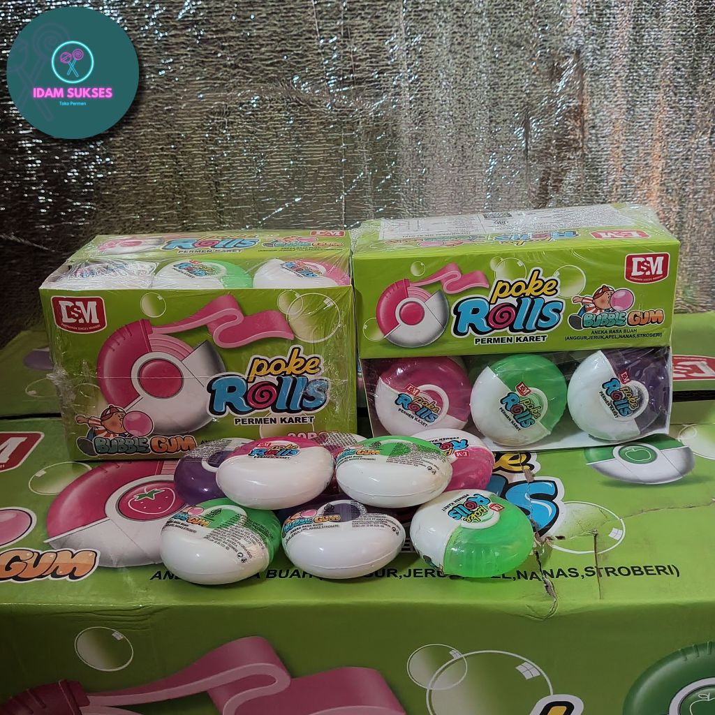 

DSM permen karet poke rolls bubble gum isi 30 pcs 1 box