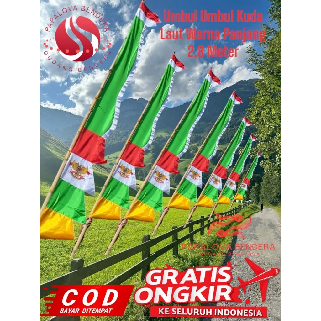 Bendera Umbul Umbul Kuda Laut Warna 2,8 Meter Umbul Umbul Merah Putih&warna