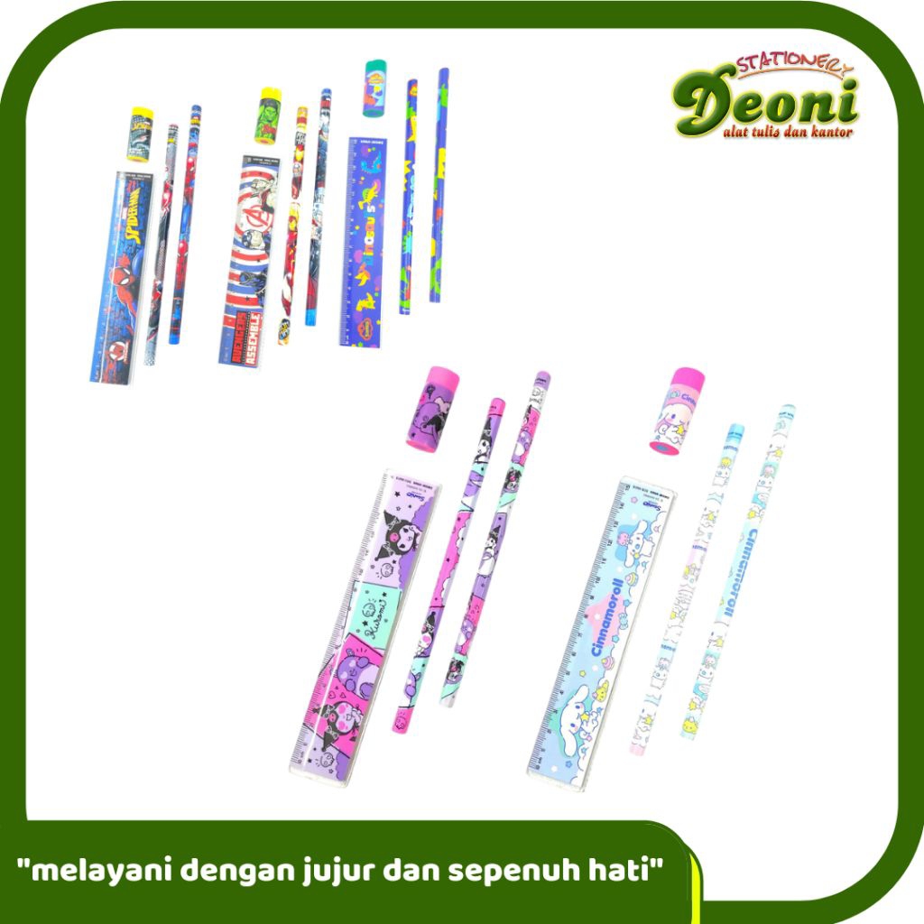 

SANWAWA Pensil Set Dinosaurus Avengers Spiderman Hello Kitty Princess Kuromi Cinnamoroll 4134