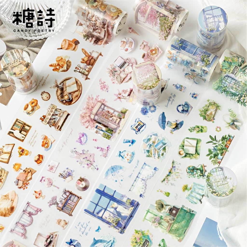 

1 roll PET tape die cut plant coffee jurnal diy