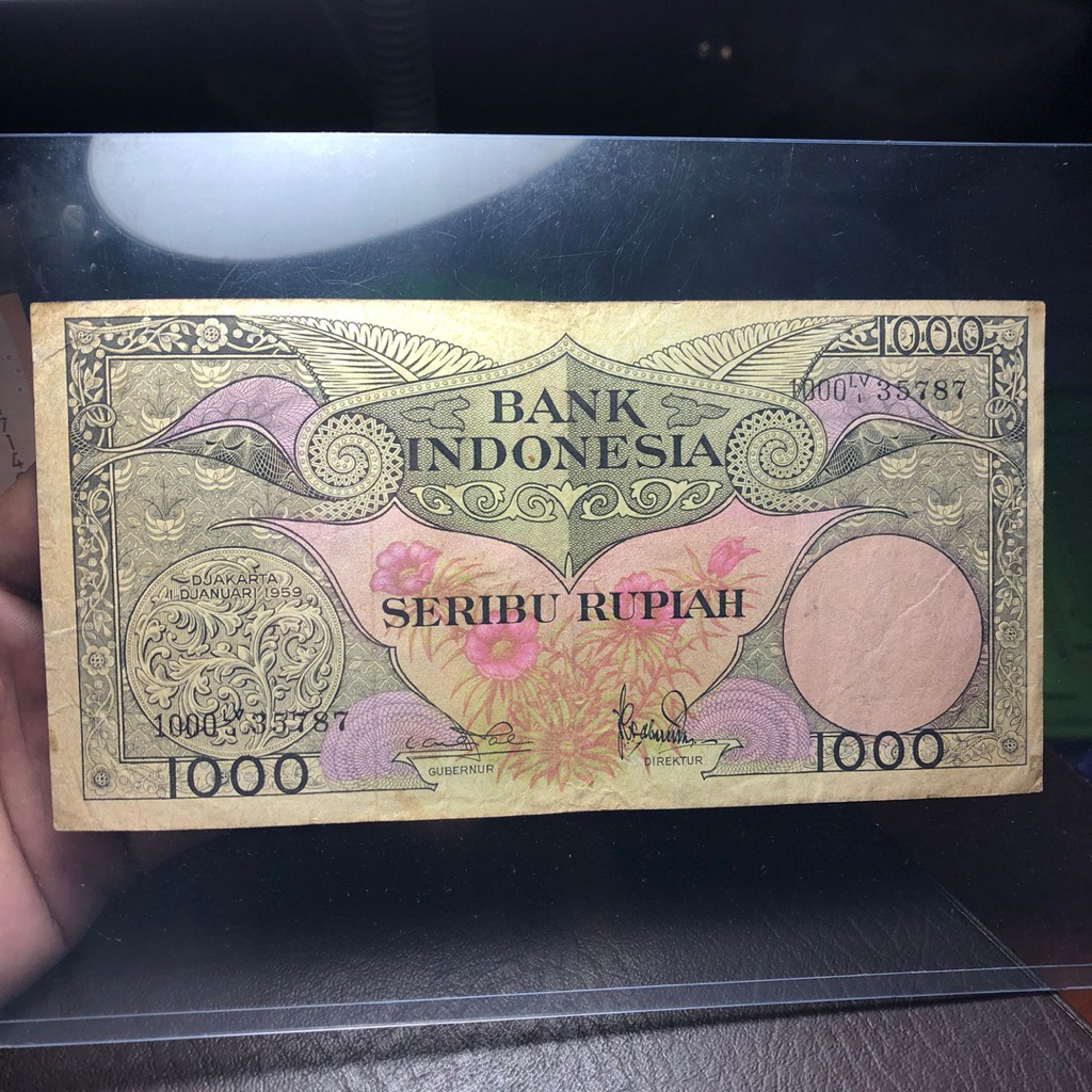 Uang Kuno Rp. 1000 Bunga 1959 Asli
