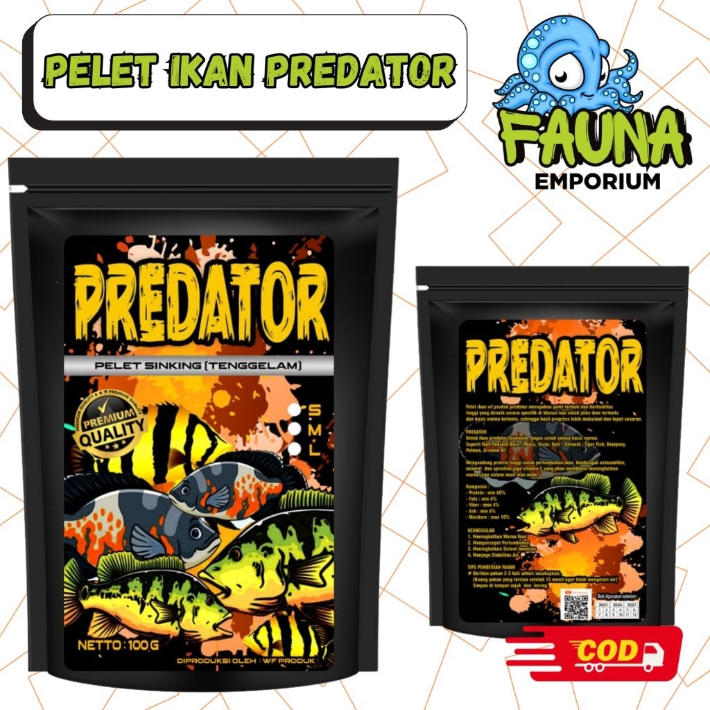 Pelet Ikan Predator Pelet Tenggelam 100g