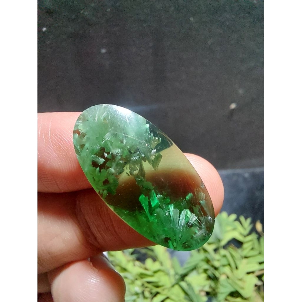 Batu akik Pandan suji kembang kol kristal size kantoran