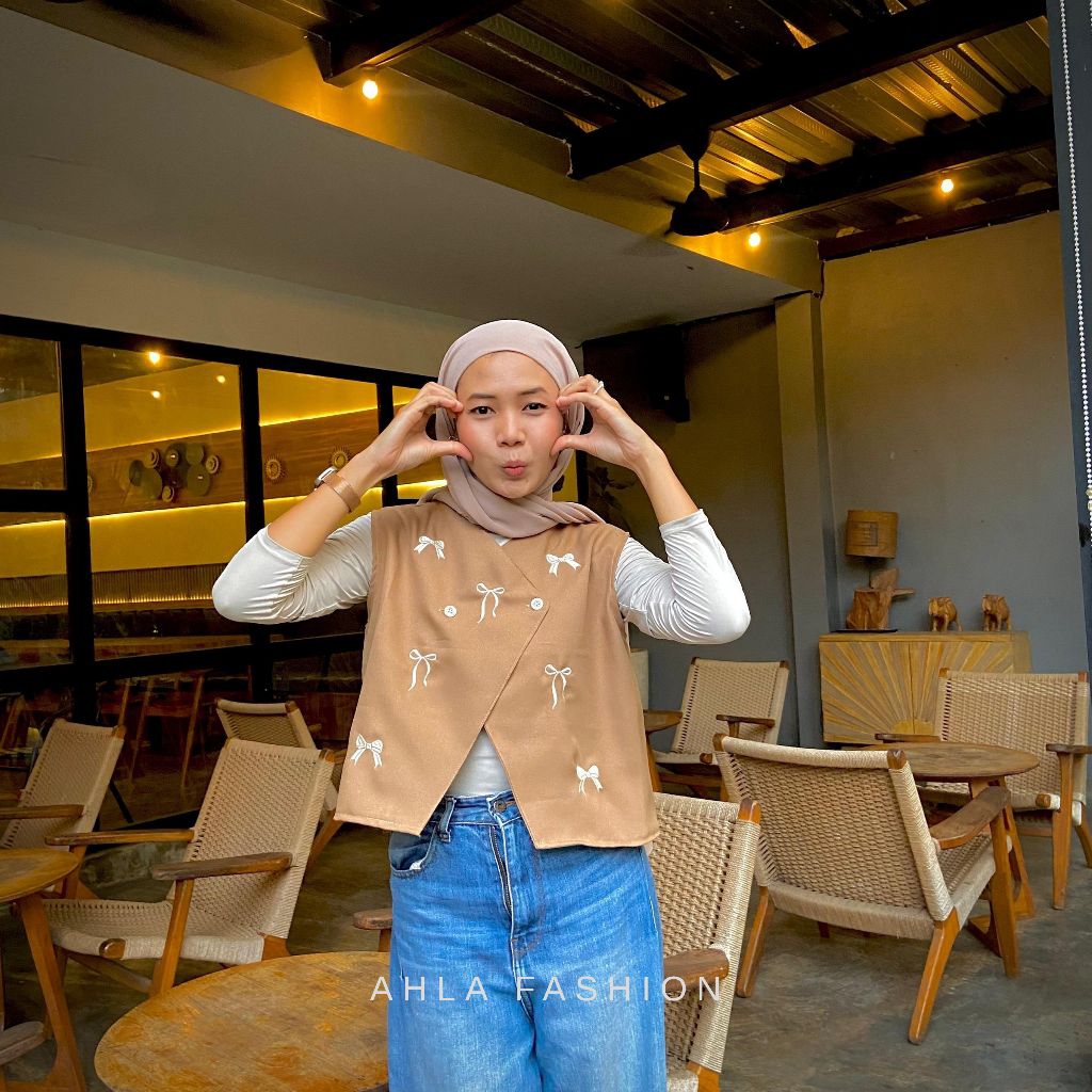 DISKON AHLA VEST PITA / VEST BORDIR PITA OUTER WANITA PREMIUM / ATASAN ROMPI WANITA KOREAN STYLE