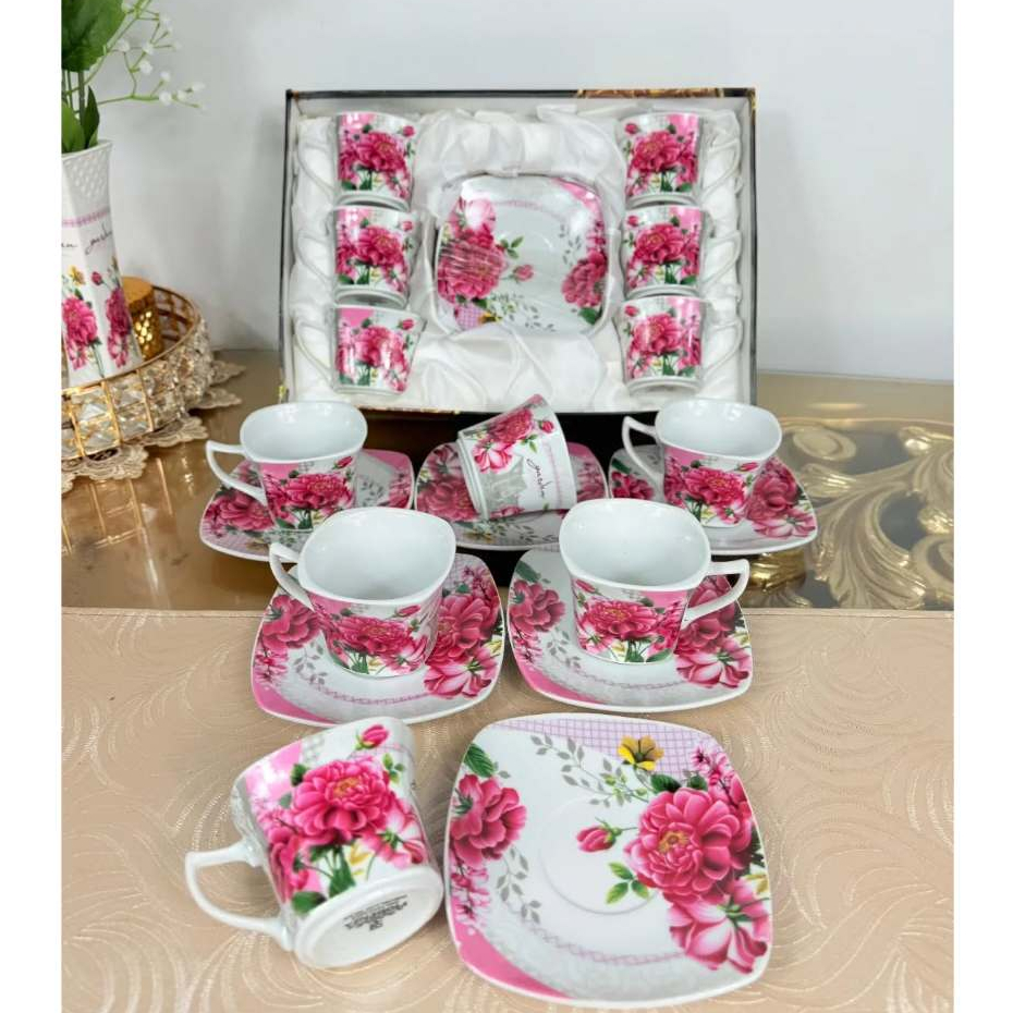 Gelas Cangkir Set Keramik Rose Garden Fiorenza AK-812A 1 Lusin