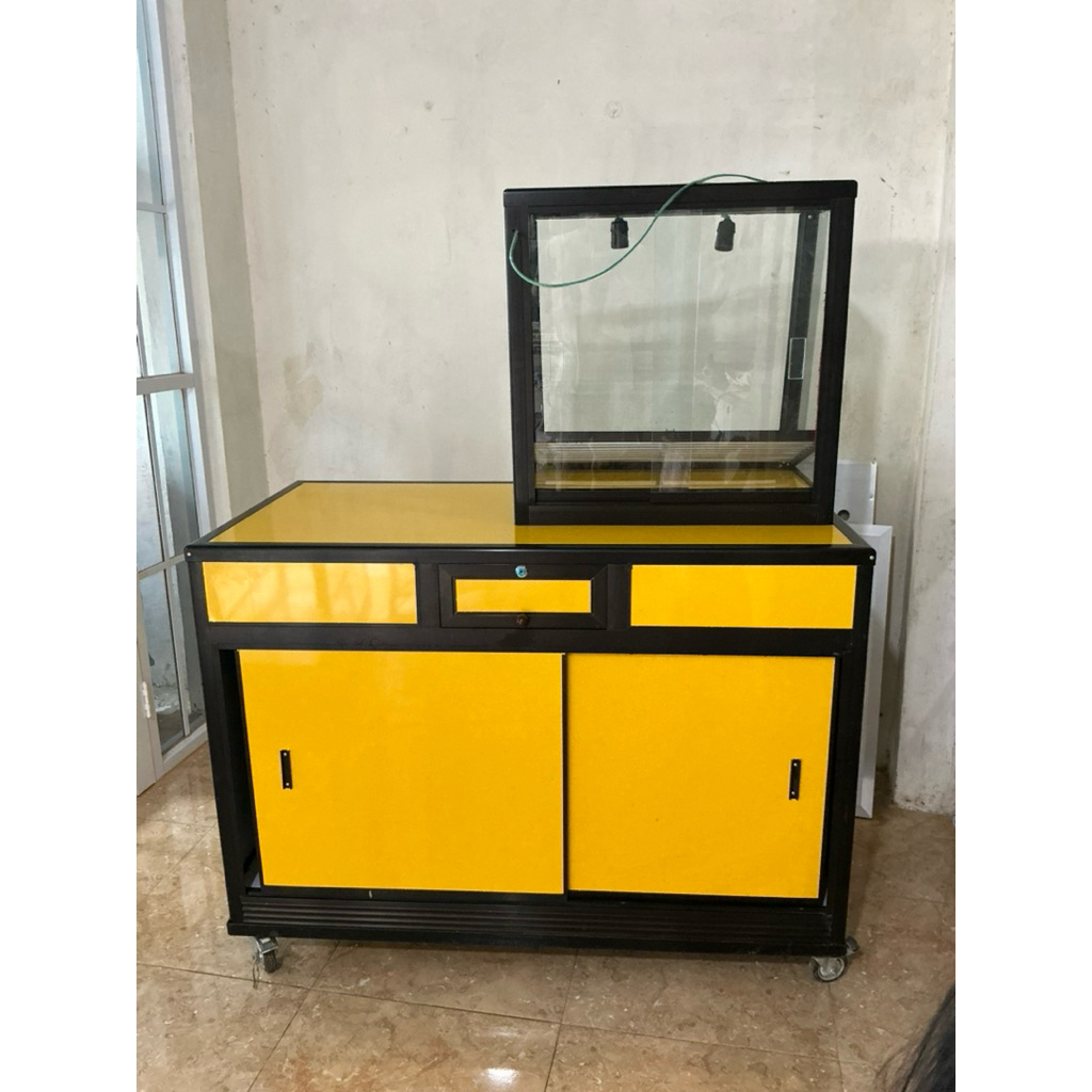 meja ayam etalase fried chicken aluminium P120xL60xT90cm