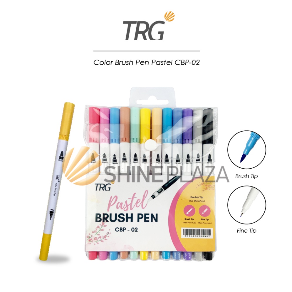 

KODE S17K TRG Color Brush Pen Set Double Tip Pastel 12 Colors CBP2 Pulpen Pena Spidol Kuas Warna TRG