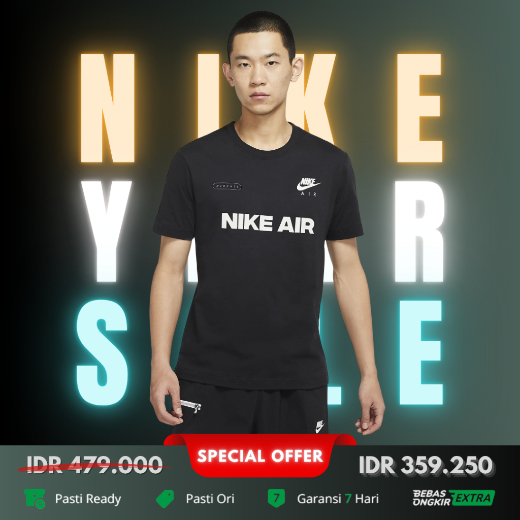 Kaos Nike Pria Sportswear Logo Nike Air T-Shirt - Black