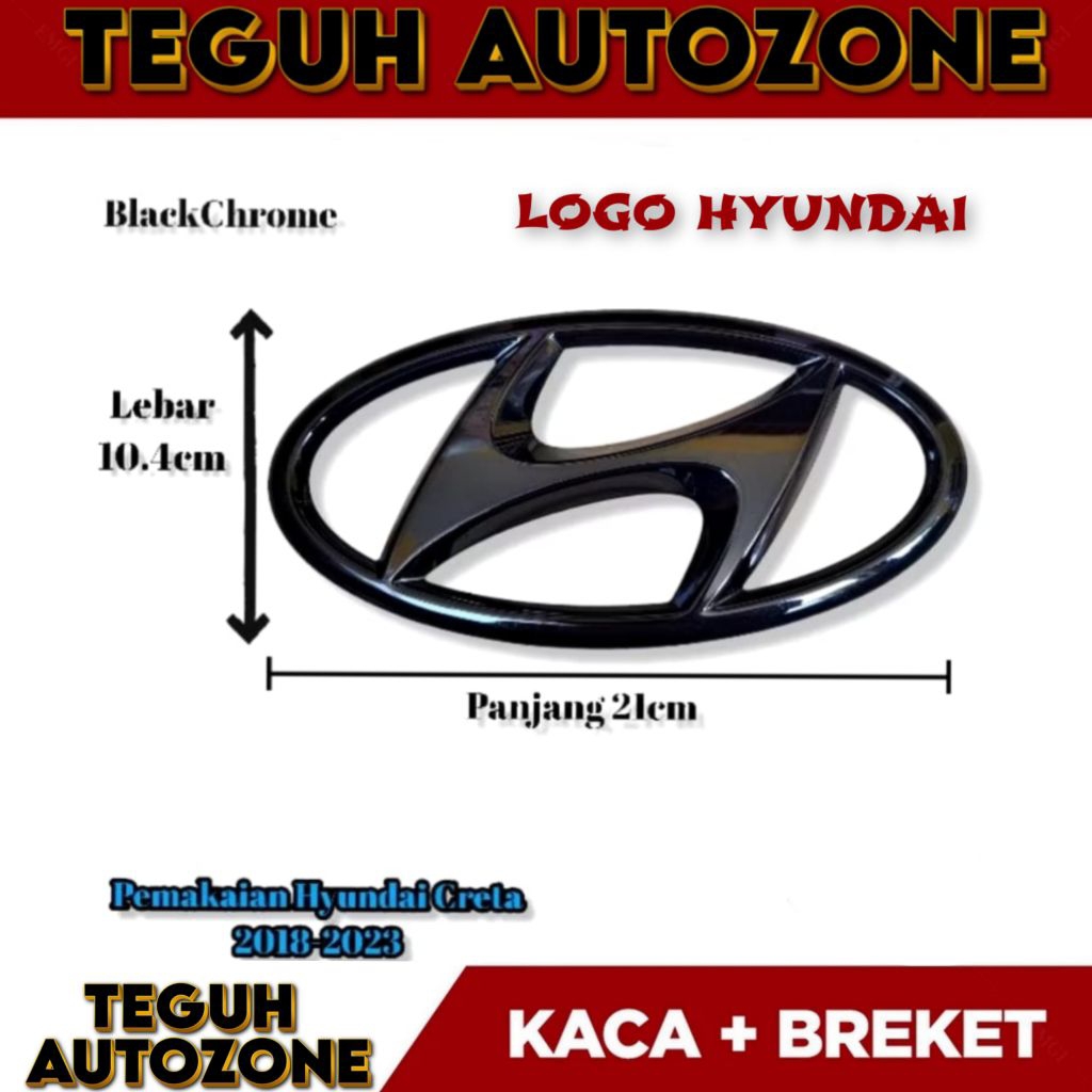 Logo Grill Depan Hyundai Creta 2018-2023 Black Chrome Original / Emblem Logo Grill Depan Hyundai Cre