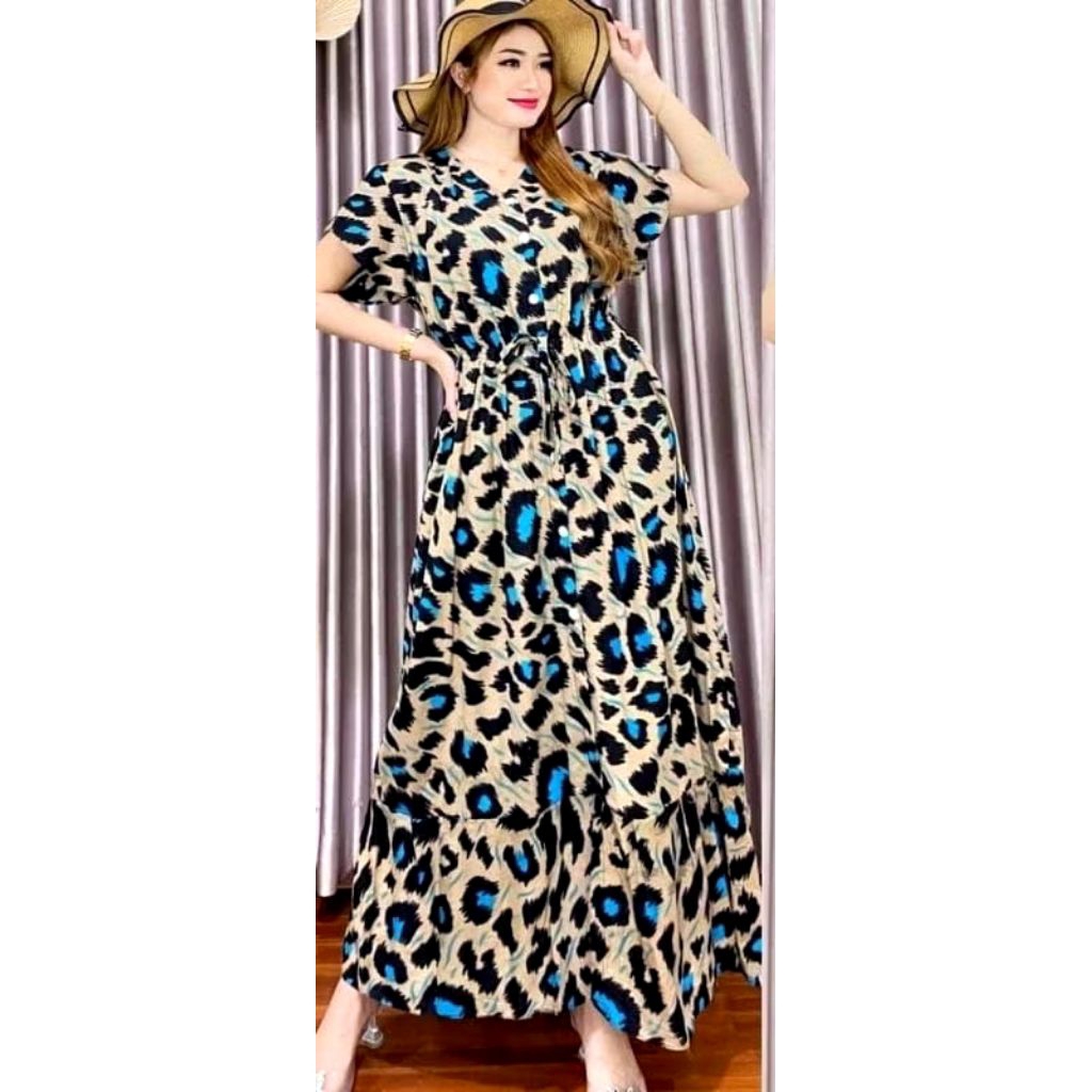 DASTER LEOPARD  KEKINIAN || DRESS  ANDIN || BAHAN RAYON GRAND A ORI || BISA COD