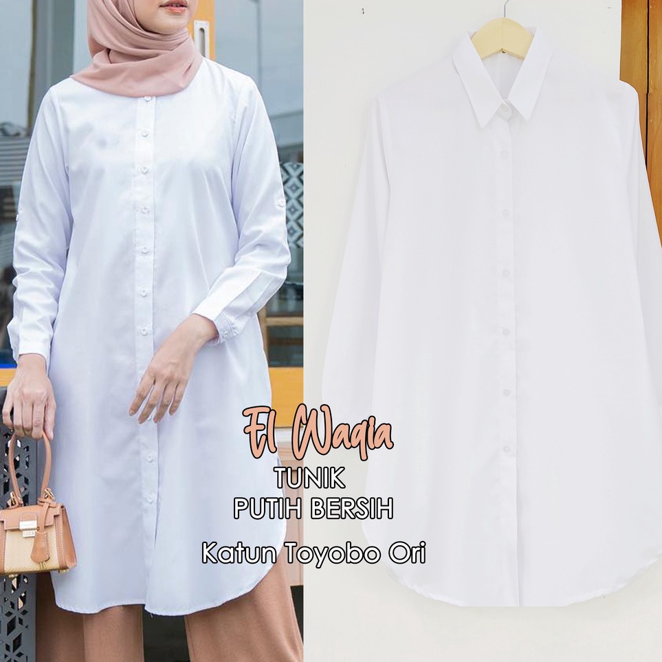 KODE P4F Alila Tunik Putih Bersih Katun Toyobo Baju Kerja Putih Tunik Putih Jumbo