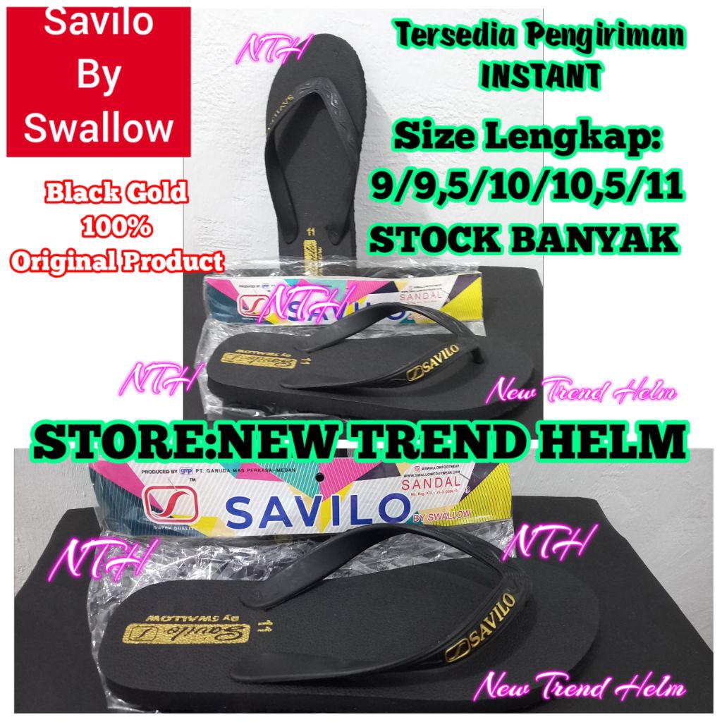 Sandal jepit savilo by swallow warna hitam emas (Black Gold) Ukuran Lengkap