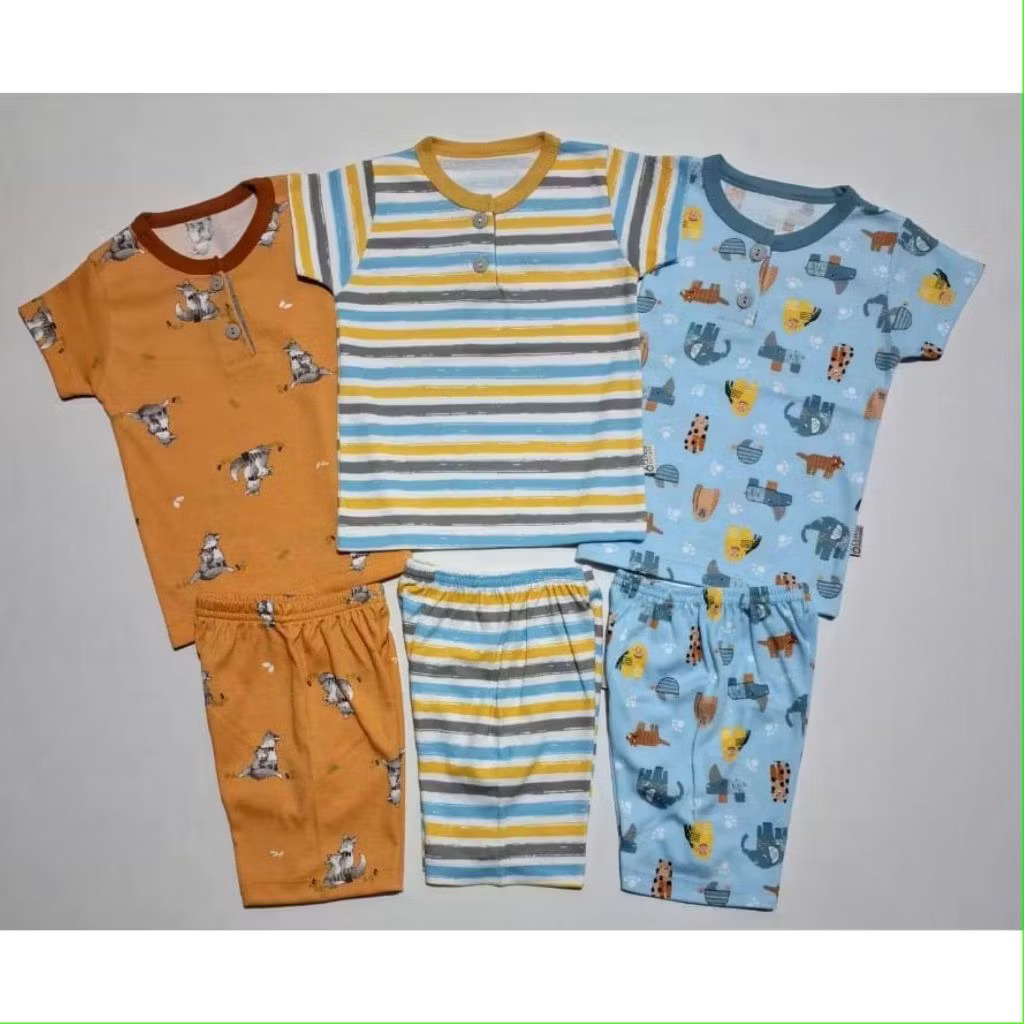 3PCS-SETELAN PENDEK “CAINITO” MOTIF