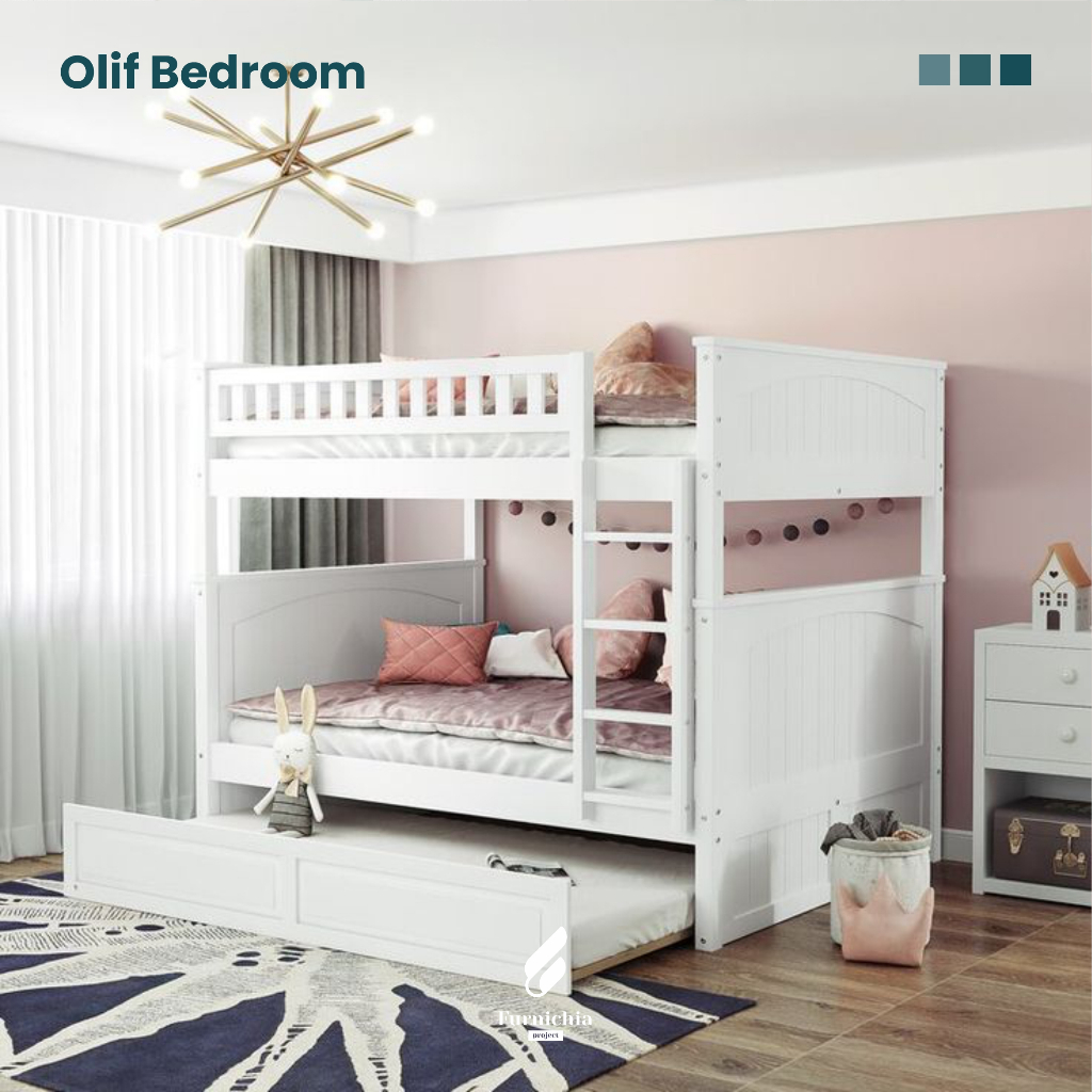 Kamar tidur anak tingkat 3, Ranjang susun 3 bed, Tempat tidur tingkat 3, Ranjang anak tingkat,