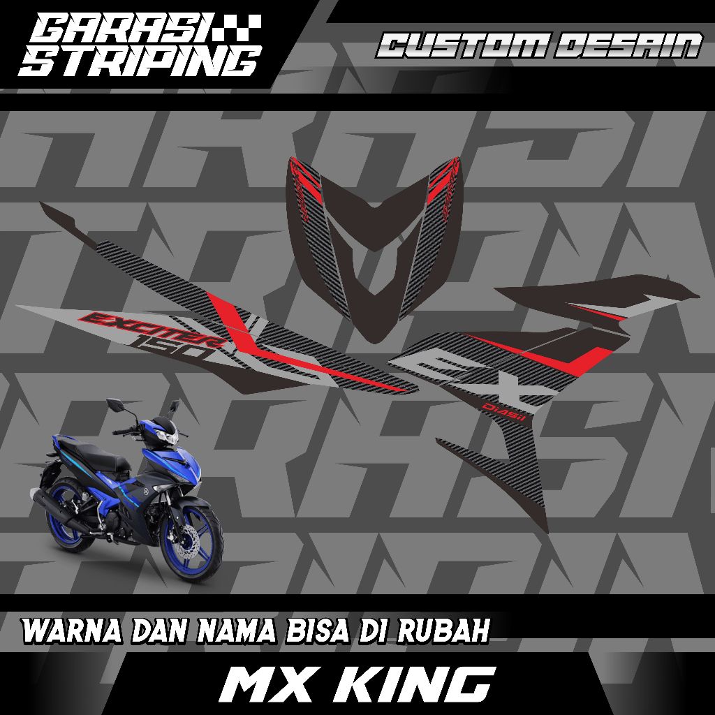STRIPING CUSTOM VARIASI TRANSPARAN MX KING  STICKER VARIASI MOTIF TERBARU KEREN MERAH