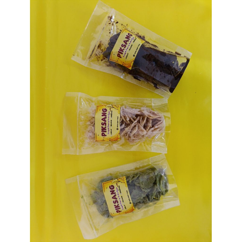 

Piksang Keripik Pisang Aneka Rasa Satuan Cemilan rasa coklat tiramisu greentea