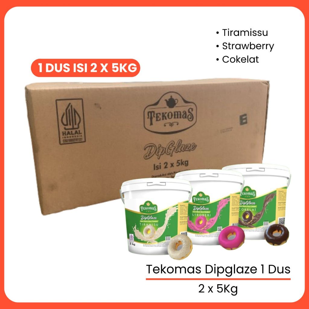 

Tekomas Dip Glaze 1 Dus Isi 2 x 5Kg Rasa Cokelat Tiramissu Strawberry Topping Donut Roti Kue Premium
