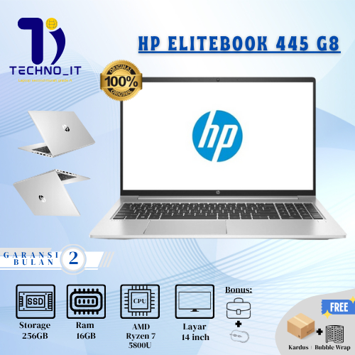 Laptop Second HP Elitebook 445 G8 Ryzen 7 5800U RAM 16GB SSD 256GB 100% LIKE NEW