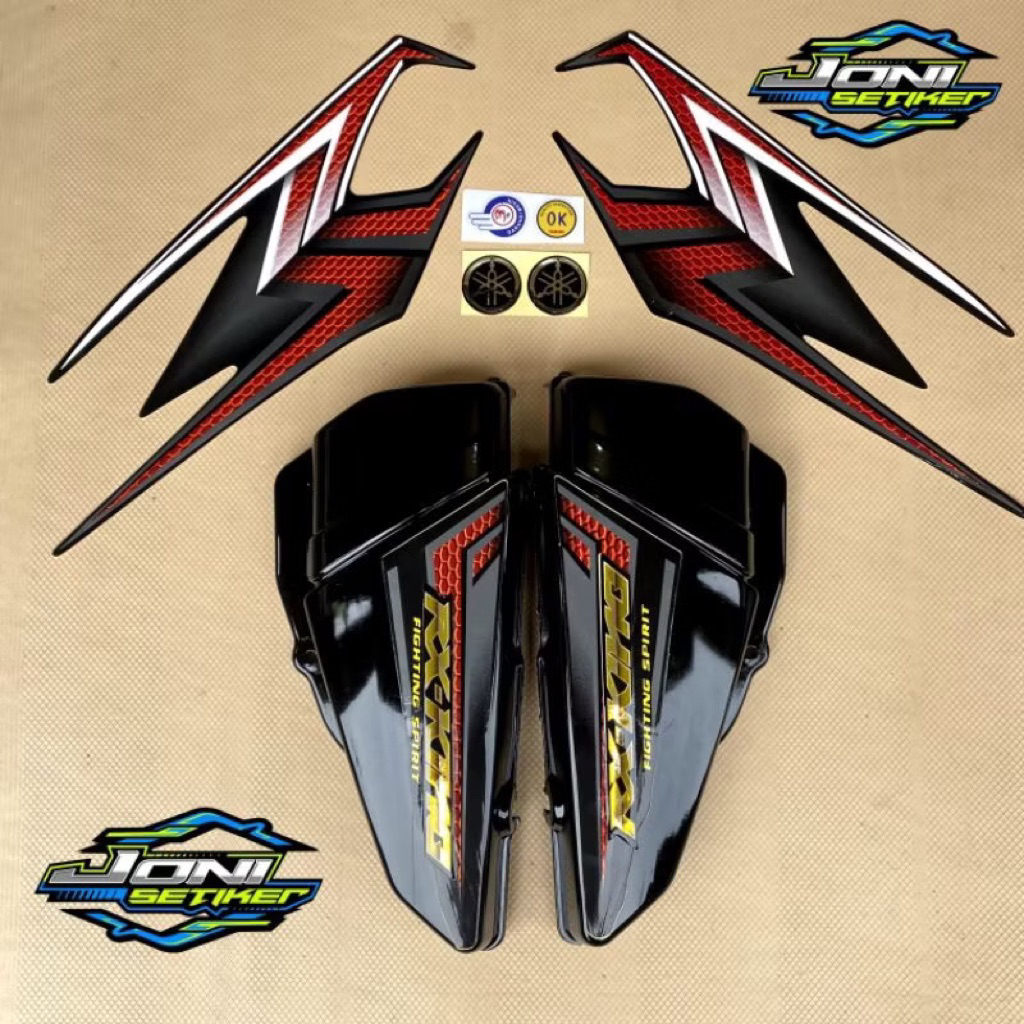COVER BOK AKI RX KING HITAM FULLSET STRIPING HITAM MERAH 2004 TEPONG AKI RX KING HITAM BOK AKI RX KI