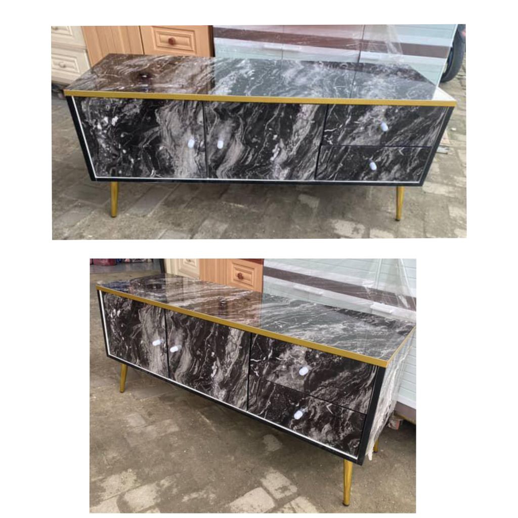 Rak tv minimalis blockboard HPL / Buffet tv HPL / meja Tv kaki besi minimalis