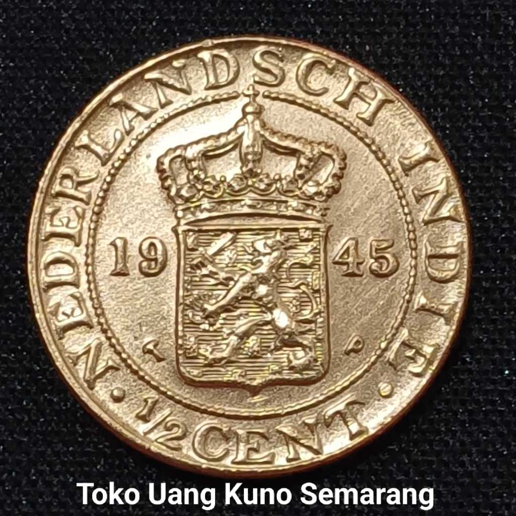 Uang Kuno Koin ½ Cent Nederland Indie 1945