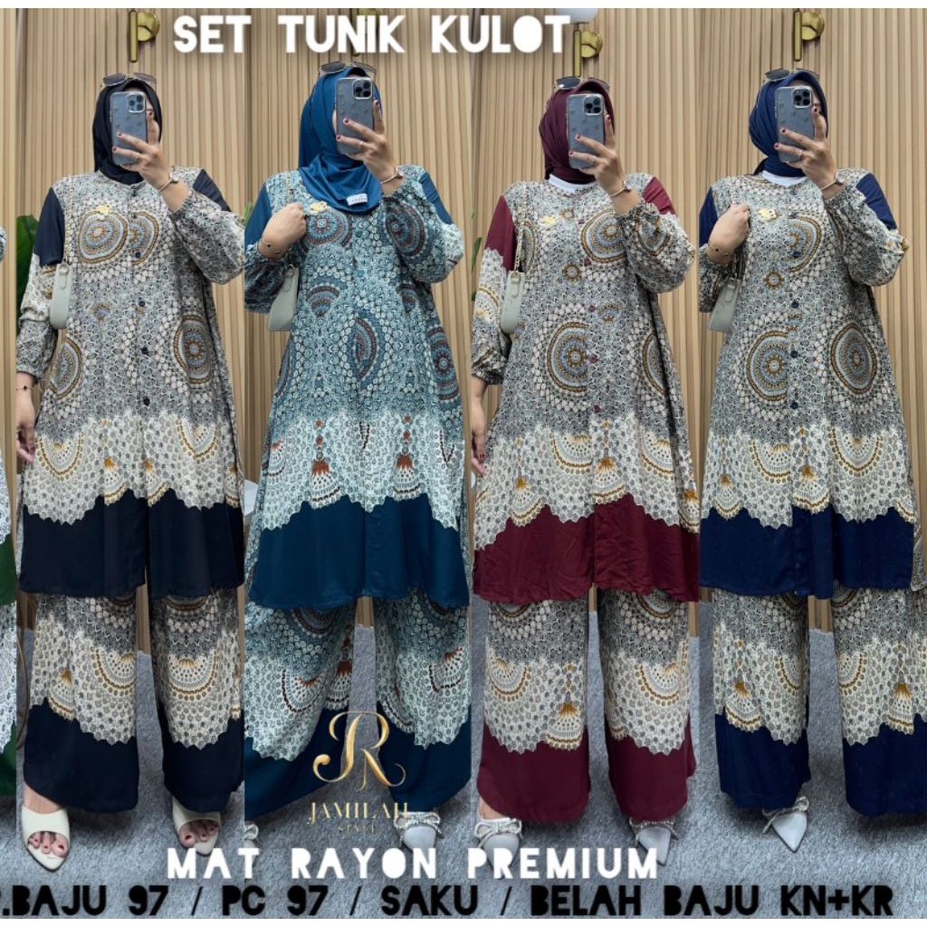 ONESET TUNIK KULOT // SETELAN CELANA KULOT RAYON PREMIUM JUMBO BY.RAUFA