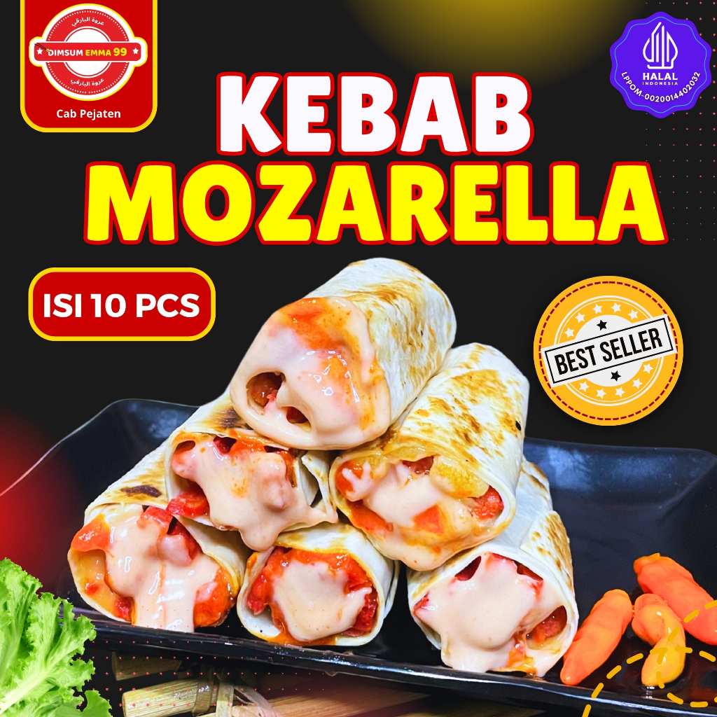 

Kebab Keju Mozarella Full Daging Tanpa Sayur Frozen Premium Isi 10 Pcs Halal KEMASAN RANDOM