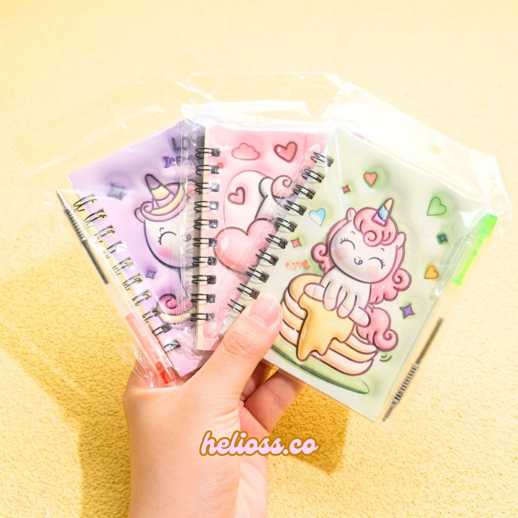 

BUKU TULIS SPIRAL A7 UNICORN FREE PULPEN CETEK MEKANIK NOTES MEMO NOTEPAD RING A7 + PULPEN REMINDER BOOK TERMURAH HELIOSS.CO