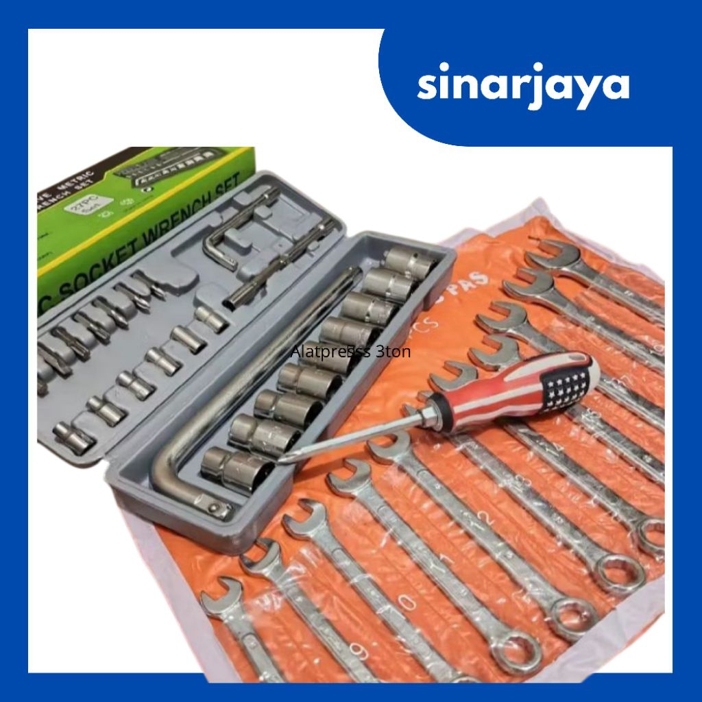 Satu Paket Kunci Bengkel / Kunci Sok Set Victory 27 Pcs / Kunci Ring Pas 11 Pcs Diamond / Alat Bengk