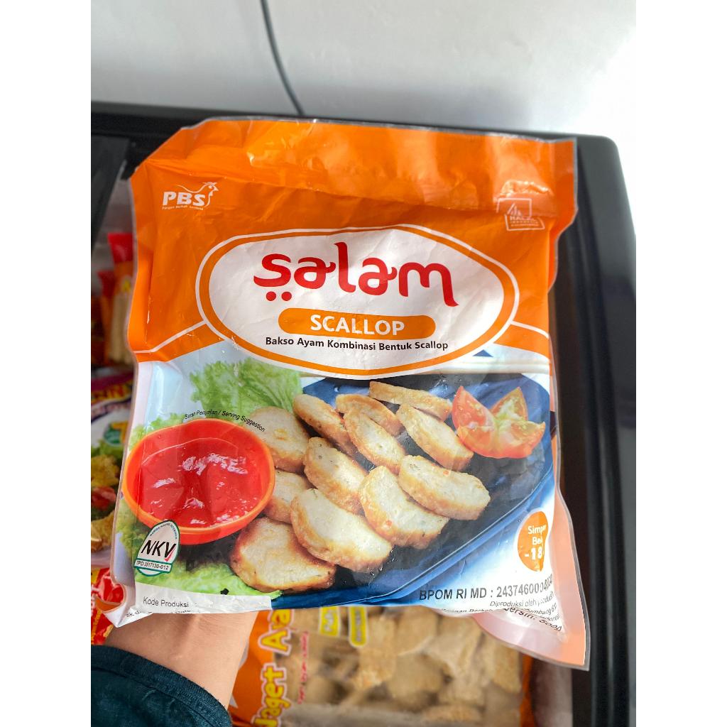 

PBS Salam Scallop Bakso Ayam Kombinasi Bentuk / SALAM SCALLOP 500G / SCALOP / AYU PUTRI FROZEN FOOD