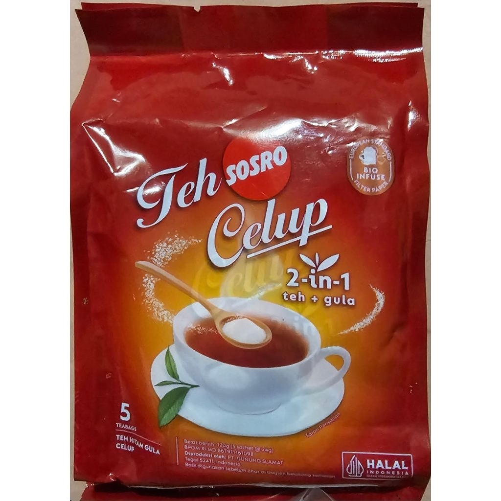 

Teh Sosro Celup 2in1 (Teh+Gula) 90g - isi 5 sachet×18g