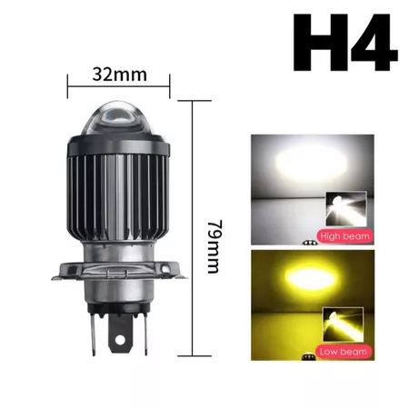 Lampu LED Utama Motor Mobil D2 H4 Laser 2 Warna Putih Kuning AC DC Yamaha Vixion / Lampu H4 Lampu Le
