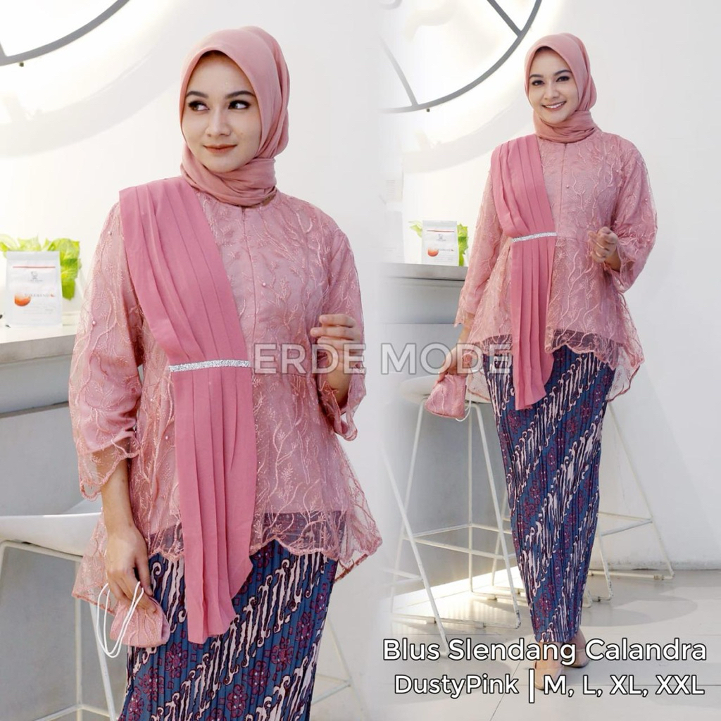 Atasan kebaya tunik Atasan kebaya burkat atasan kebaya tunik aksen selendang Kebaya bahan tile Atasa
