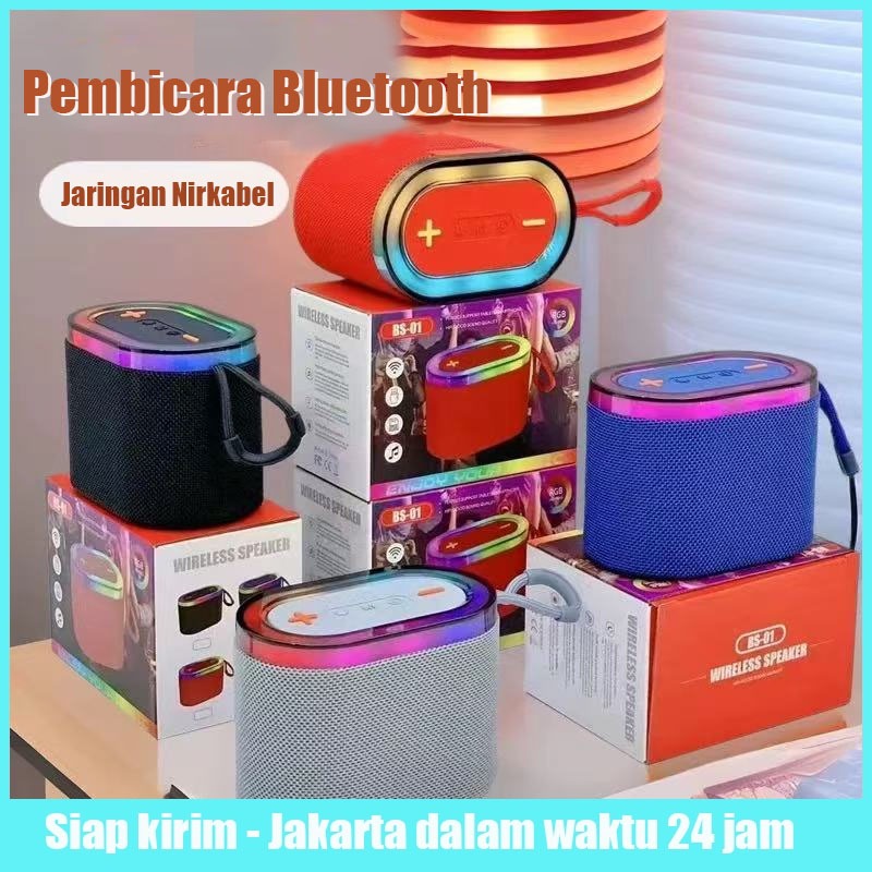 Speaker Bluetooth BS-01 Lampu RGB Portabel Genggam Subwoofer Nirkabel Speaker Kartu Luar Ruangan