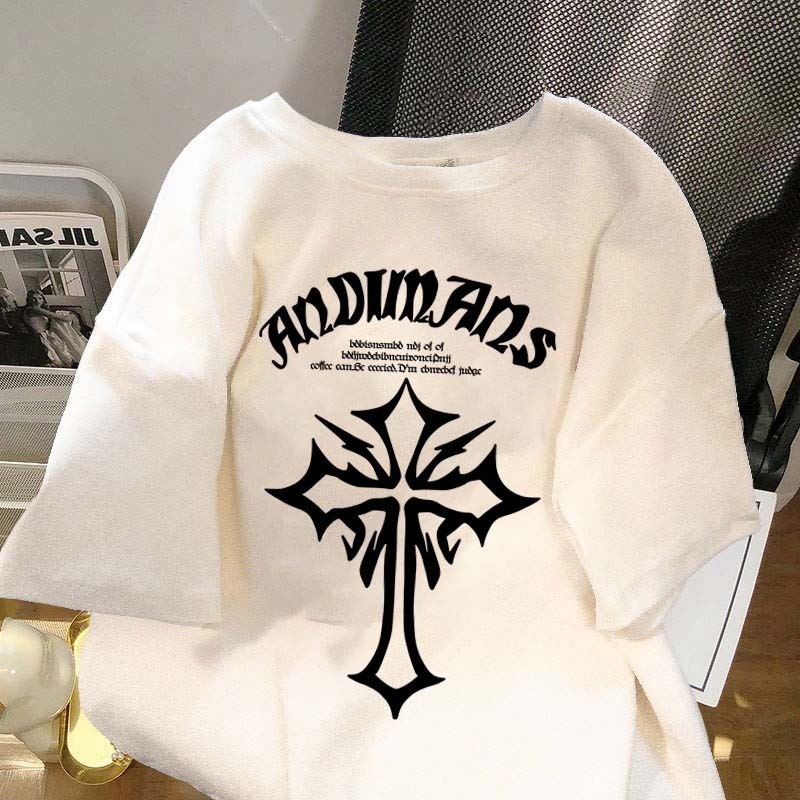 Kaos pola salib huruf Amerika tari jalanan hiphop| Kemeja pria oversized |Kaos pria berkualitas teba