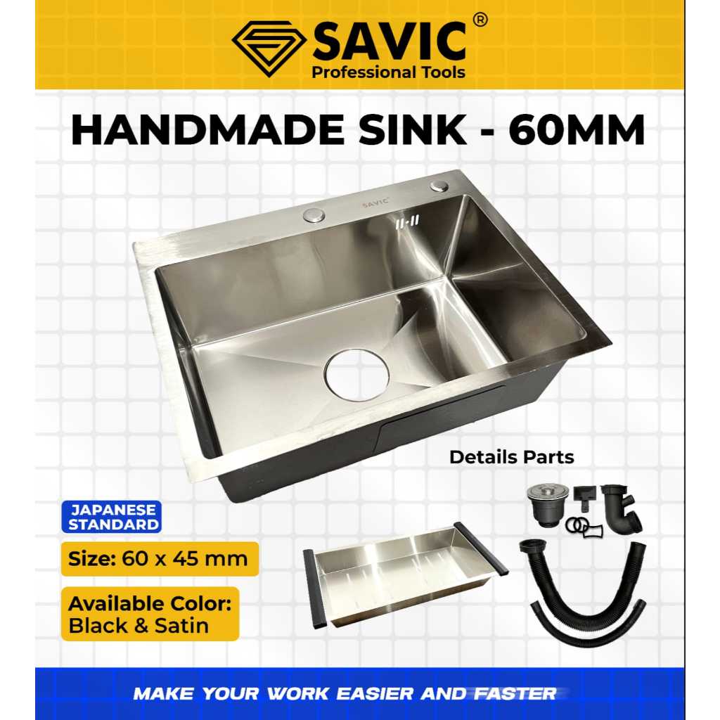 Bak Cuci Piring 60x45 1 lubang Savic / Kitchen Sink BCP 60 x 45
