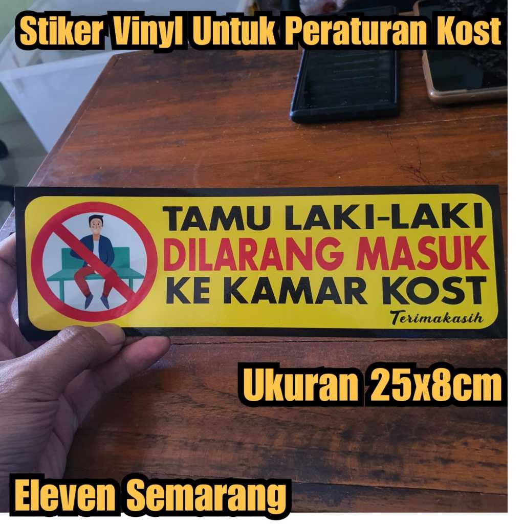di larang masuk kamar peraturan kos kosan Stiker tulisan tamu Laki laki di larang masuk ke kamar kos
