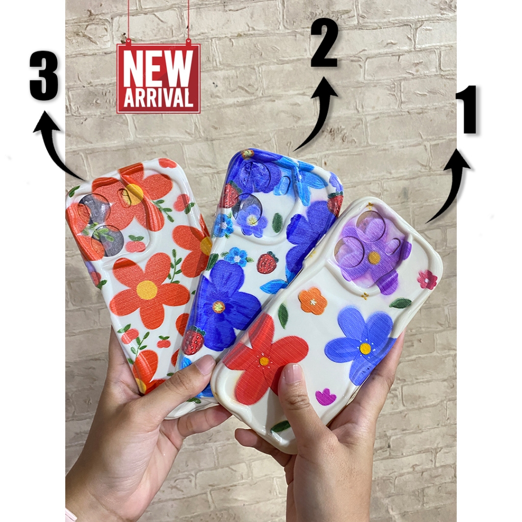 Case Softcase Silikon Casing Melting Clear Shockproof Case Gelombang Motif Bunga For Redmi note 13 4